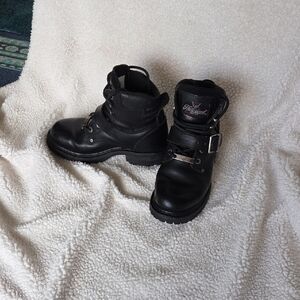 Motorcycle Womens Ankle Riding Boots By Thorogood Black Leather Size 7.5